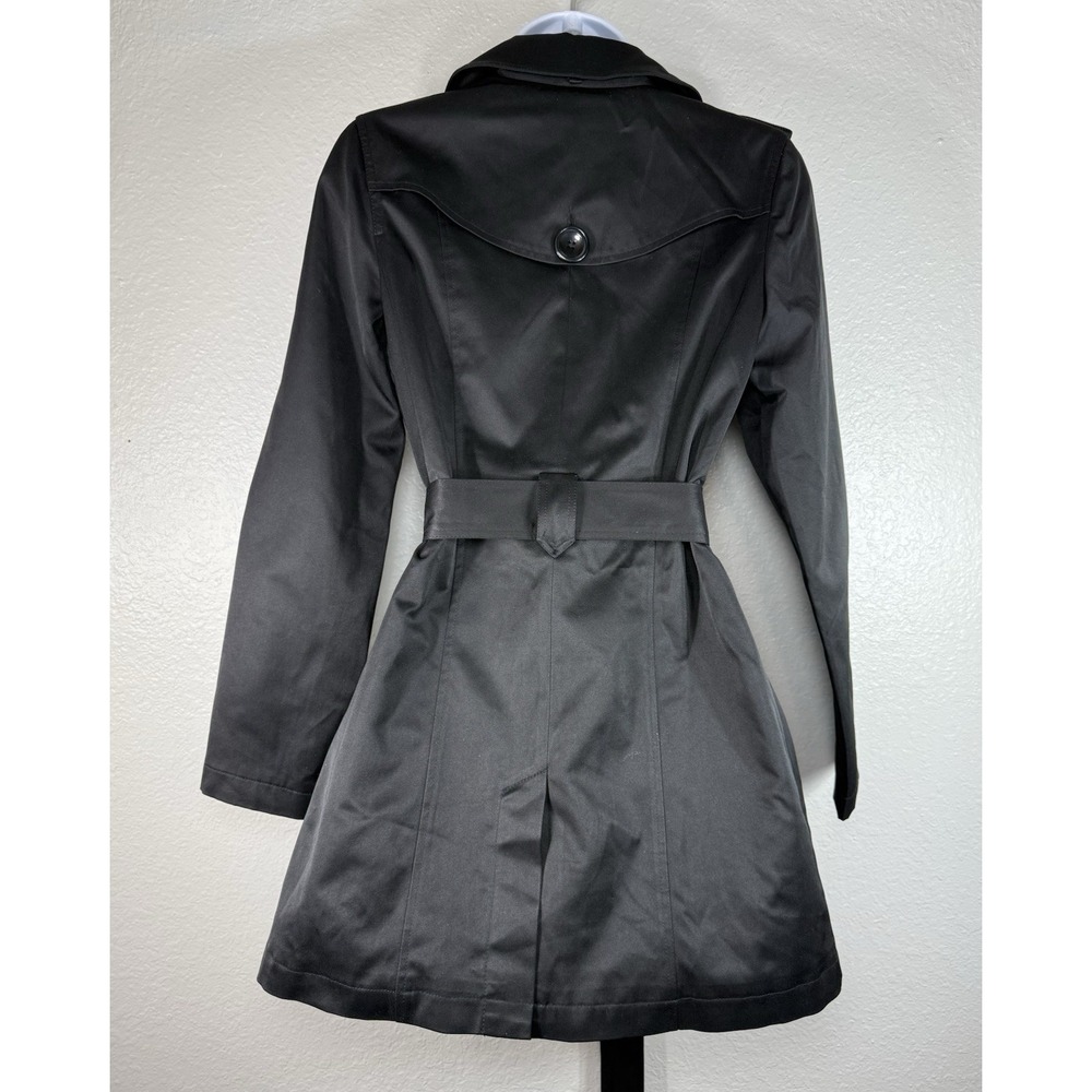 Women's classic black double-breasted trench coat Size M by M.C.NA - Picture 2 of 6